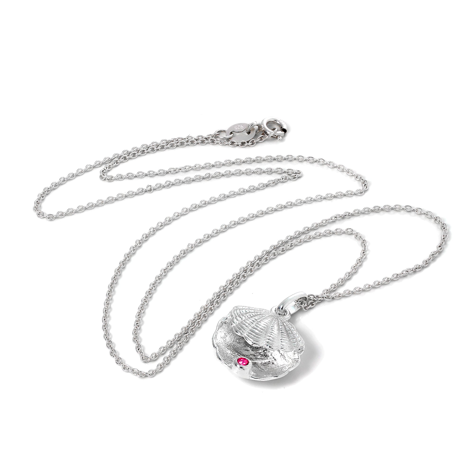 Halskette aus Sterlingsilber mit Austernschale und CZ-Kristall in der Farbe des Geburtssteins für den Monat Dezember