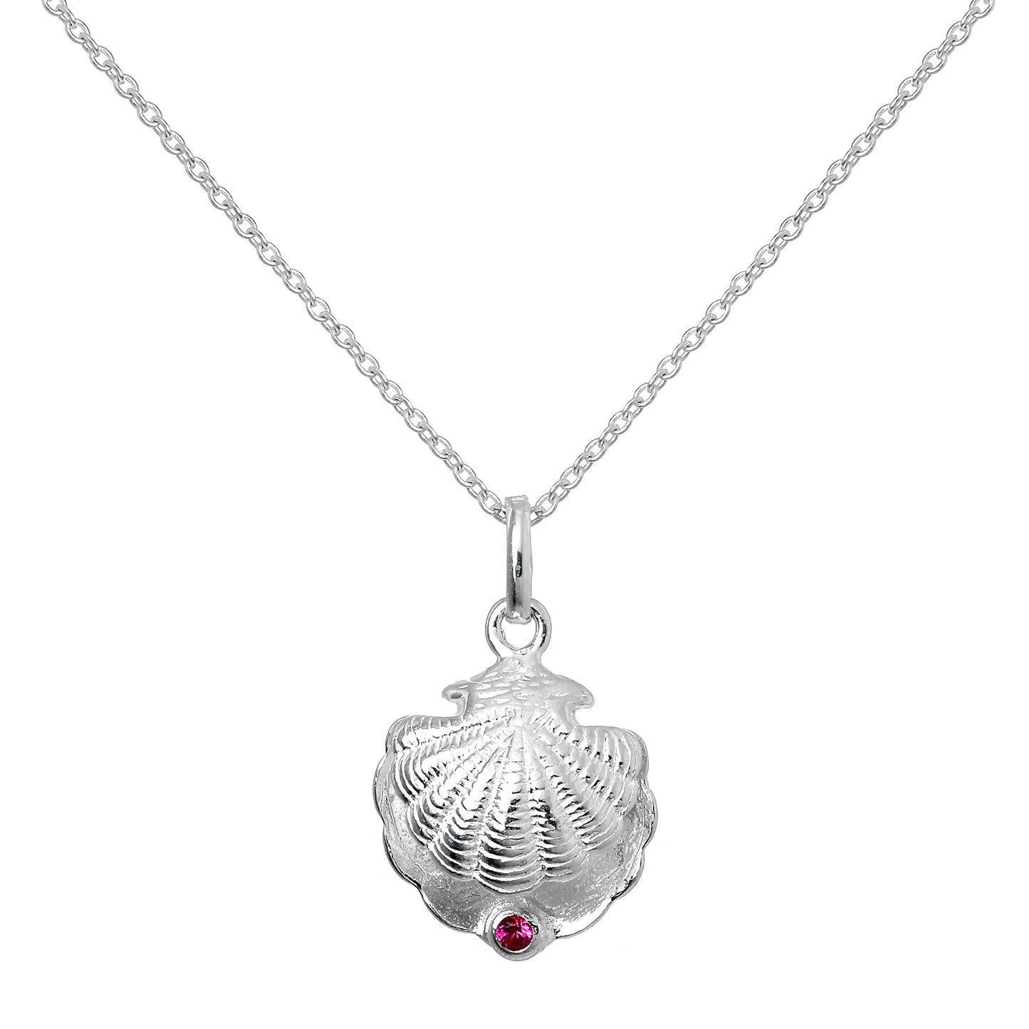 Halskette aus Sterlingsilber mit Austernschale und CZ-Kristall in der Farbe des Geburtssteins für den Monat Dezember