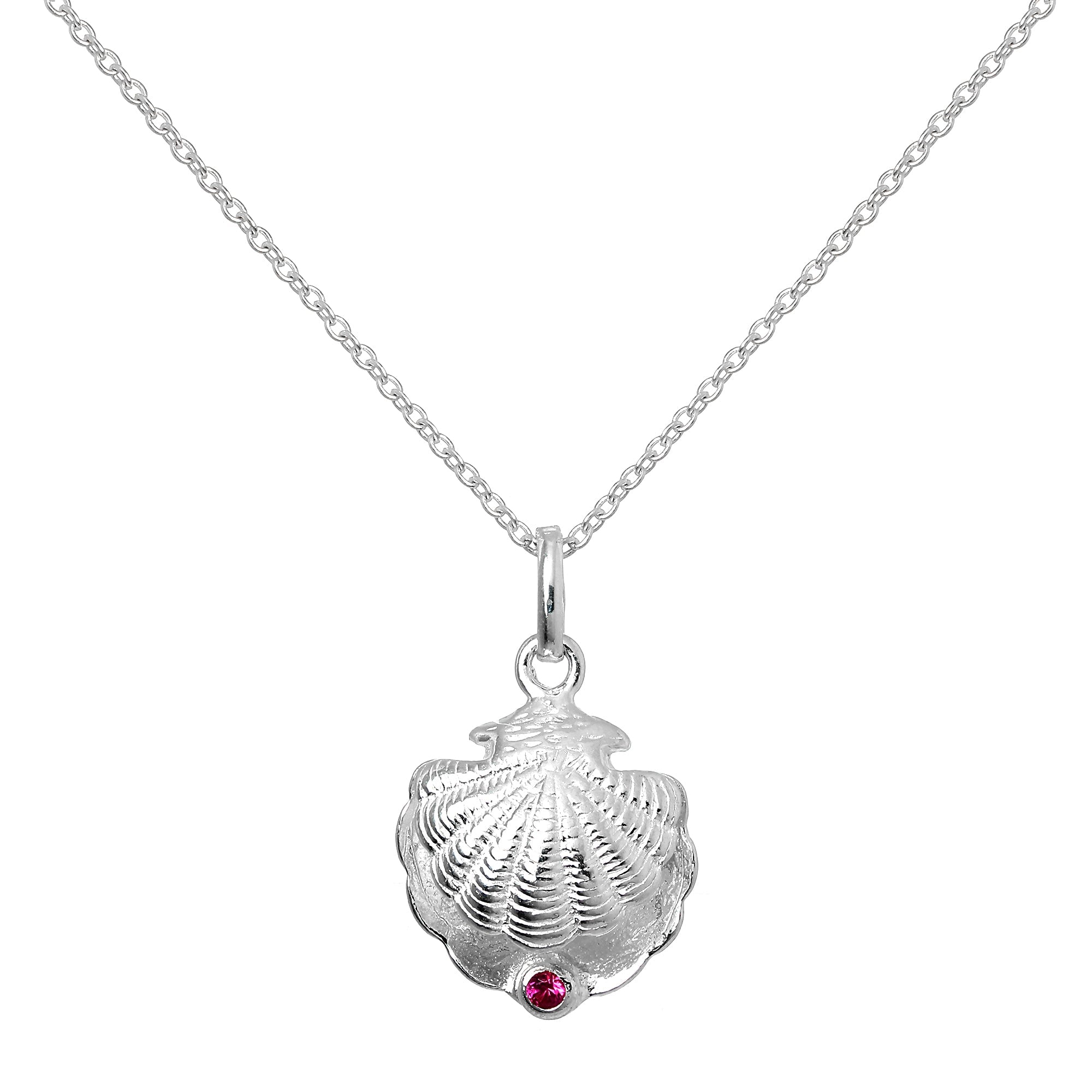 Halskette aus Sterlingsilber mit Austernschale und CZ-Kristall in der Farbe des Geburtssteins für den Monat Dezember