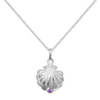 Halskette aus Sterlingsilber mit Austernschale und CZ-Kristall in der Farbe des Geburtssteins für den Monat Dezember