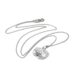 Halskette aus Sterlingsilber mit Austernschale und CZ-Kristall in der Farbe des Geburtssteins für den Monat Dezember
