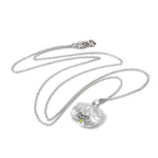 Halskette aus Sterlingsilber mit Austernschale und CZ-Kristall in Peridotgrün