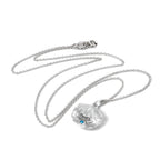 Sterlingsilber Austernmuschel mit CZ Kristall Blauer Zirkon Geburtsstein Halskette