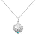 Sterlingsilber Austernmuschel mit CZ Kristall Blauer Zirkon Geburtsstein Halskette