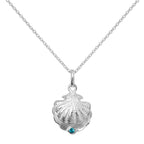 Sterlingsilber Austernmuschel mit CZ Kristall Blauer Zirkon Geburtsstein Halskette