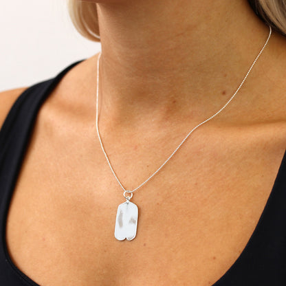 Groß Sterlingsilber Gravierbar Anhänger mit Einkerbung