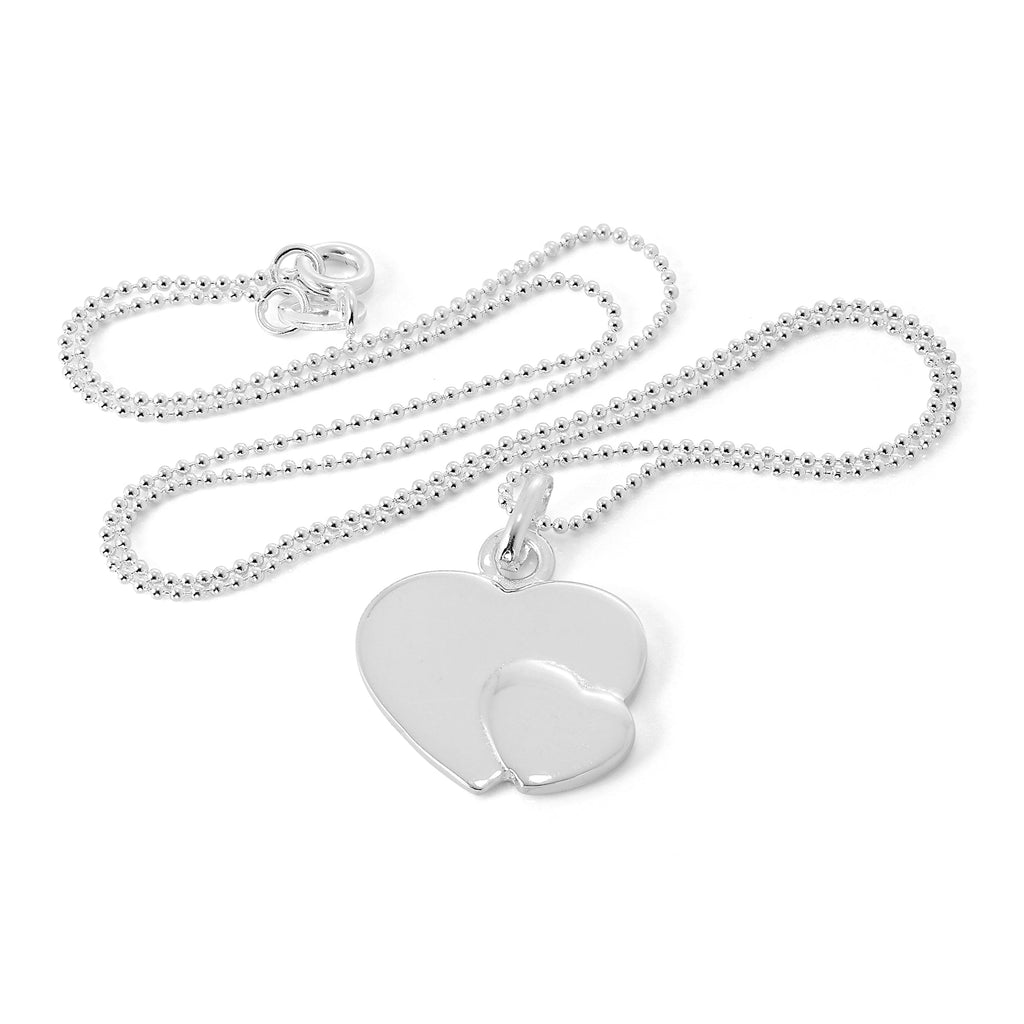 Anhänger aus Sterlingsilber mit zwei Herzen, gravierbar