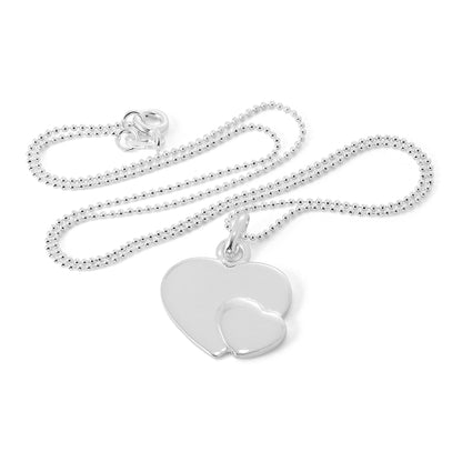 Anhänger aus Sterlingsilber mit zwei Herzen, gravierbar