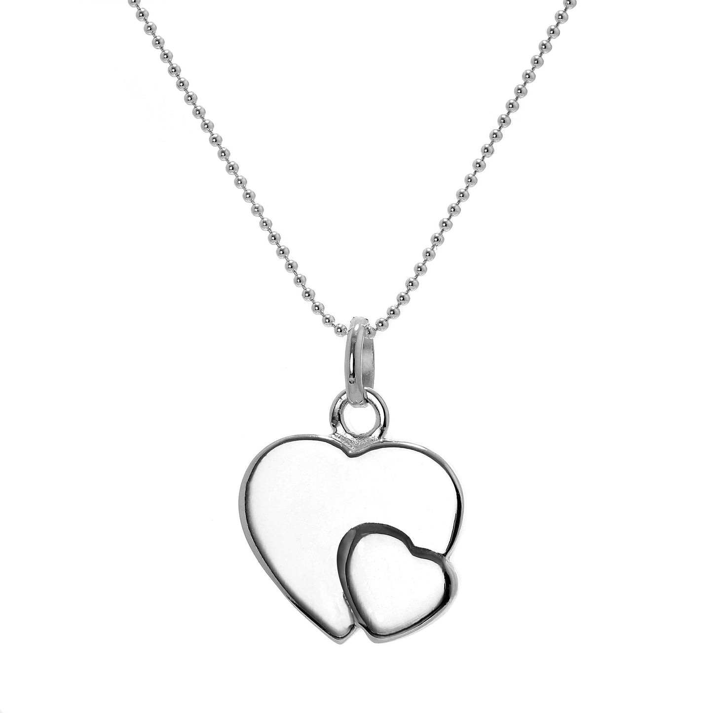 Anhänger aus Sterlingsilber mit zwei Herzen, gravierbar