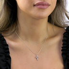 Sterlingsilber Outline Kreuz Anhänger Halskette