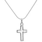Sterlingsilber Outline Kreuz Anhänger Halskette