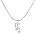Kleine-Schwester-Anhänger aus Sterlingsilber mit Herz und Kette, 40 - 60 cm