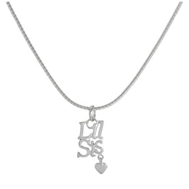 Sterlingsilber Anhänger „Kleine Schwester“ mit Herz an Kette 16–24 Zoll