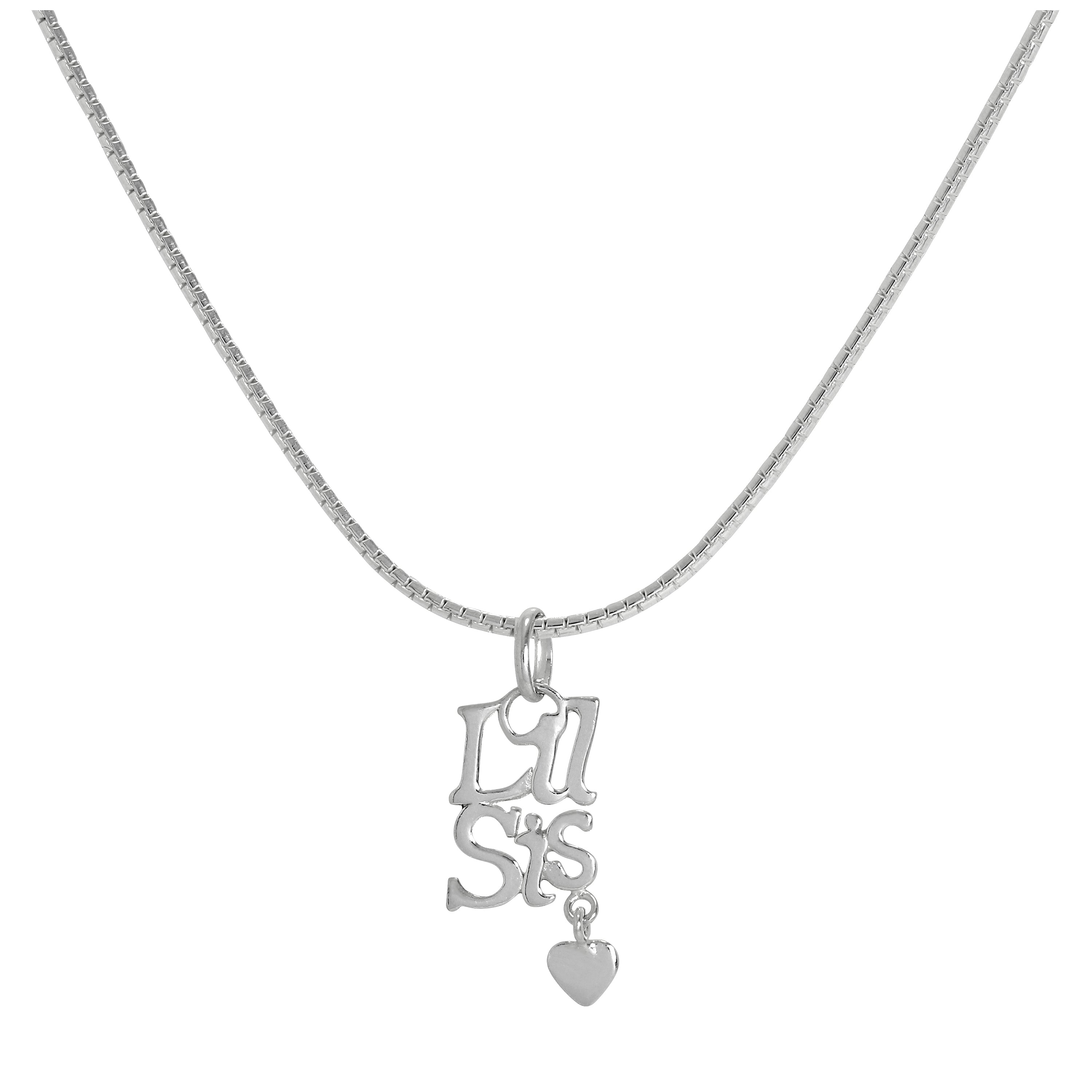 Sterlingsilber Anhänger „Kleine Schwester“ mit Herz an Kette 16–24 Zoll