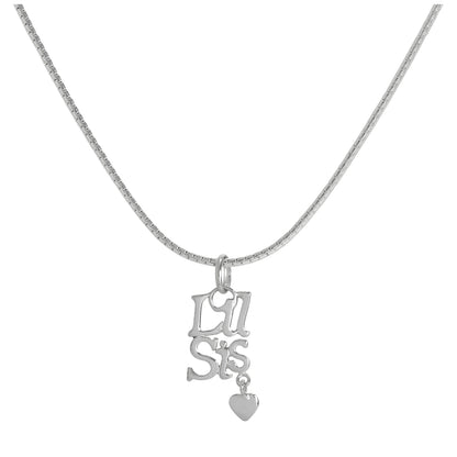Sterling Silber Anhänger „Kleine Schwester“ mit Herz an Kette 16–24 Zoll