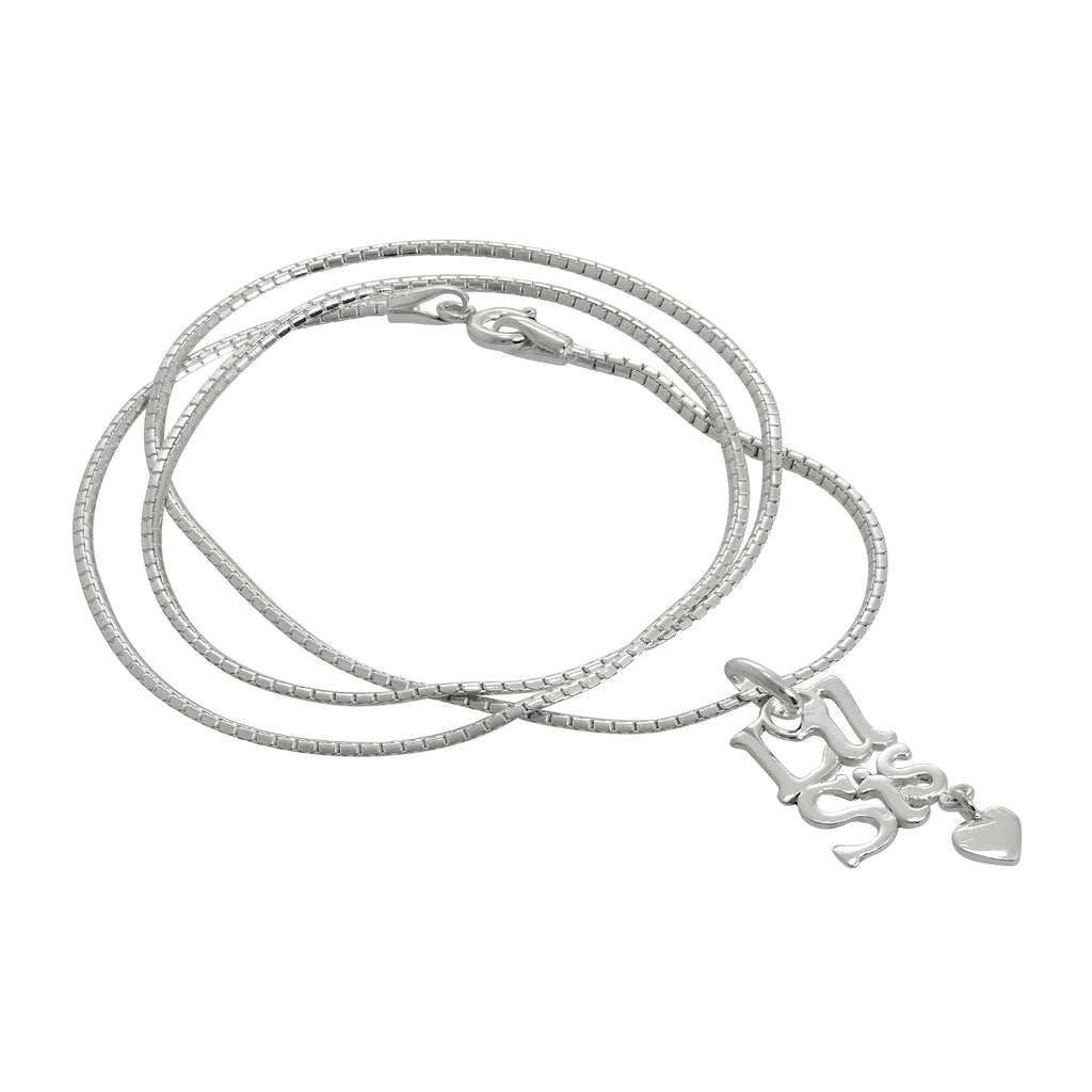 Kleine-Schwester-Anhänger aus Sterlingsilber mit Herz und Kette, 40 - 60 cm