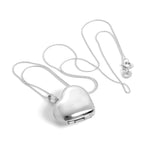 Groß Sterlingsilber Geschwollenes Herz Medaillon Anhänger Halskette 40,5 - 56 cm