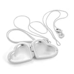 Groß Sterlingsilber Geschwollenes Herz Medaillon Anhänger Halskette 40,5 - 56 cm