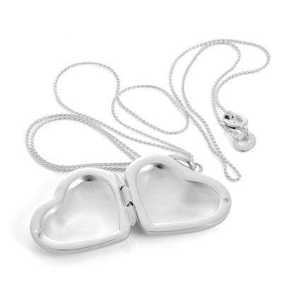 Groß Sterlingsilber Geschwollenes Herz Medaillon Anhänger Halskette 40,5 - 56cm