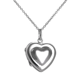 Halskette aus Sterlingsilber mit doppeltem Herz-Medaillon an Kette