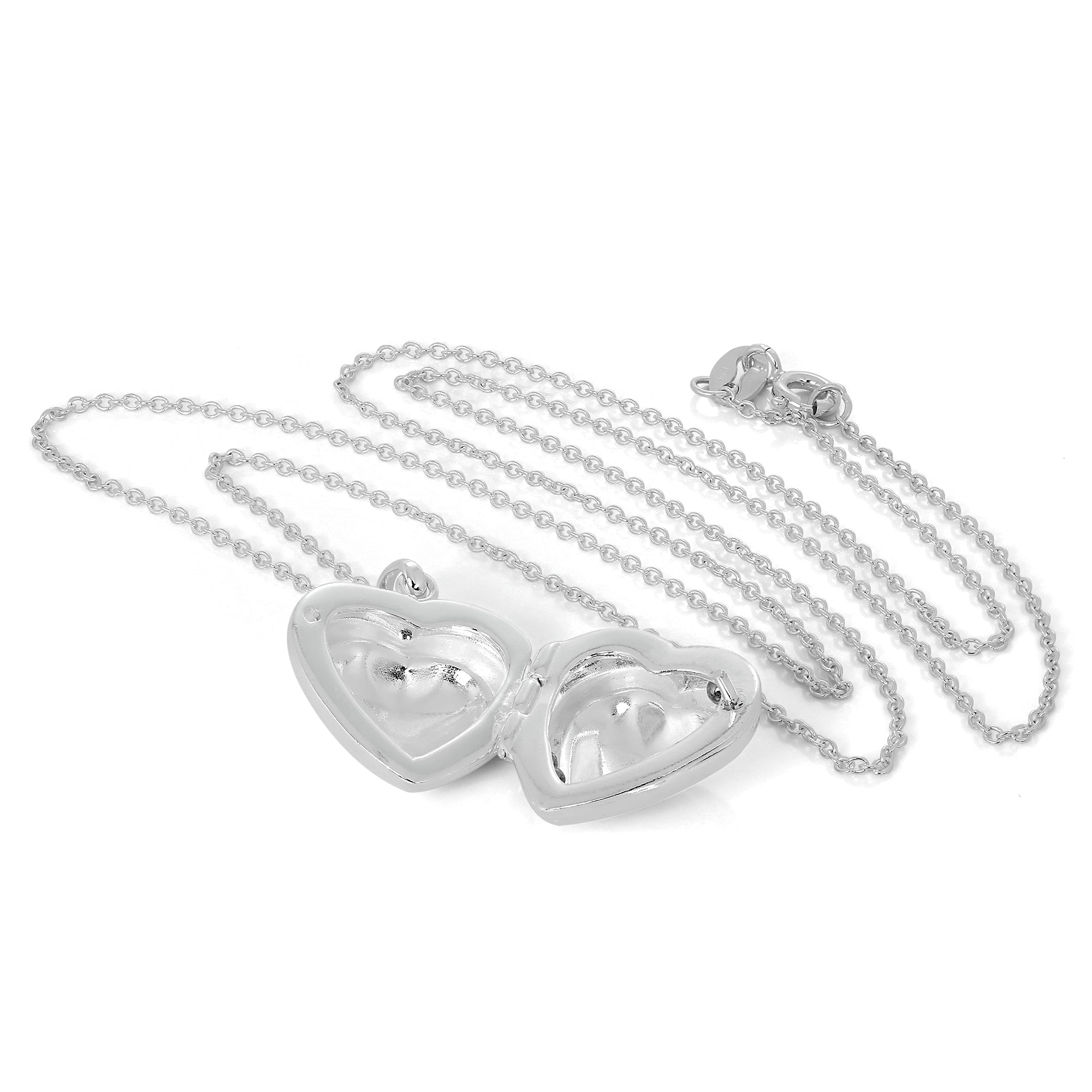 Halskette aus Sterlingsilber mit doppeltem Herz-Medaillon an Kette