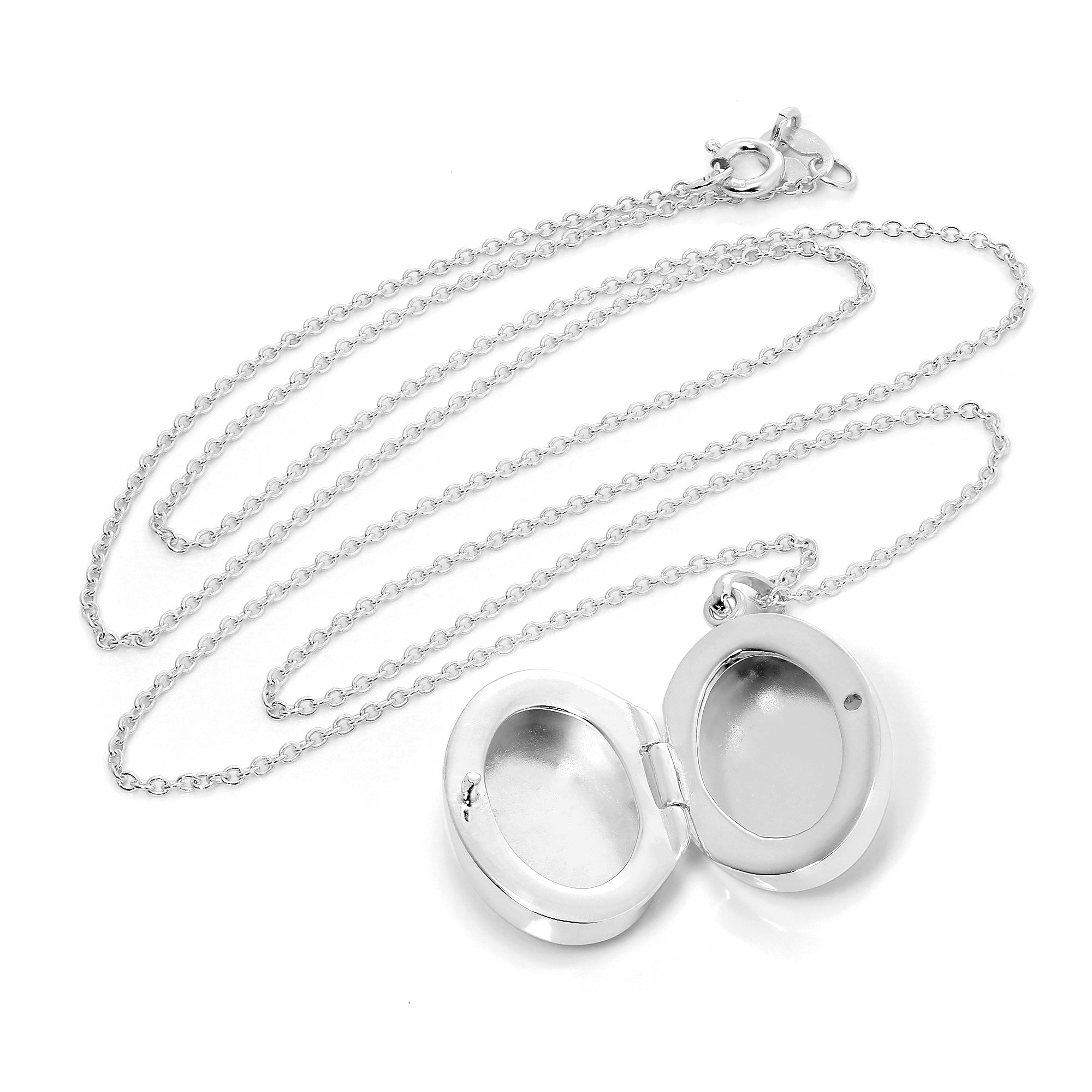 Halskette mit ovalem Medaillon aus Sterlingsilber an einer Kette