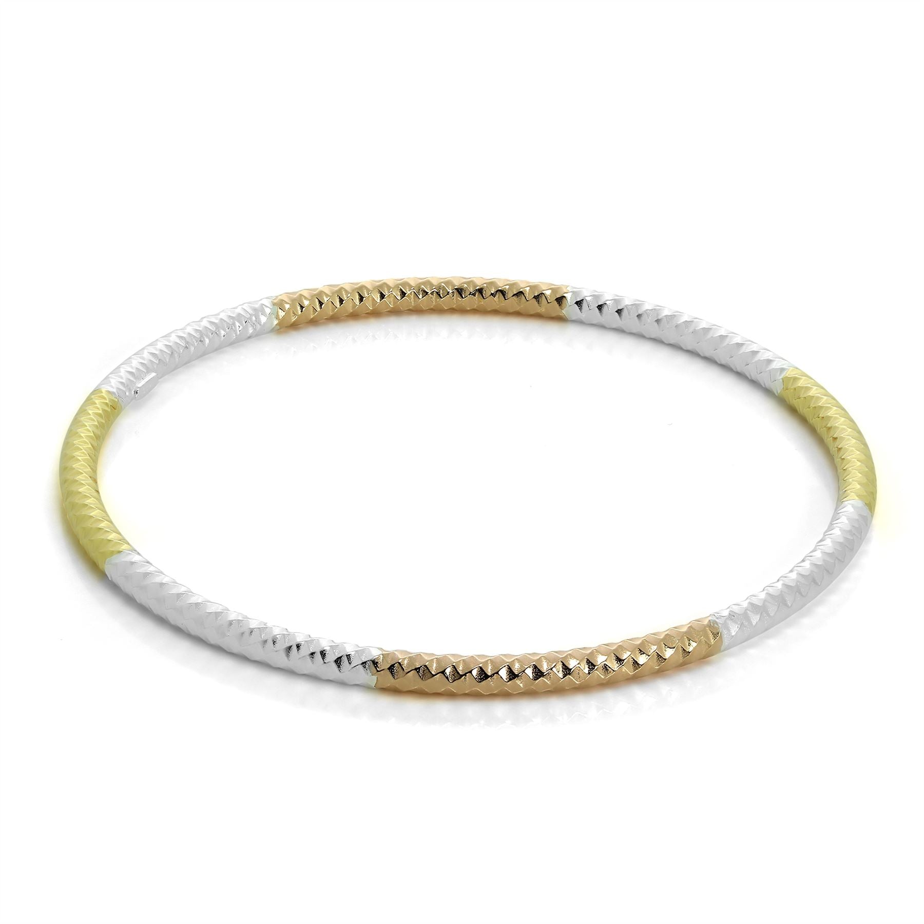 Armreif aus Sterlingsilber mit Diamantschliff und Goldlegierung