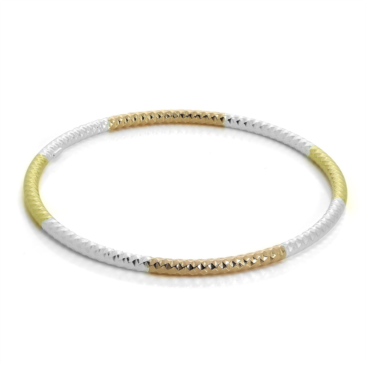 Mixed Gold Plated Sterling Silver Maiden Diamond Cut Bangle