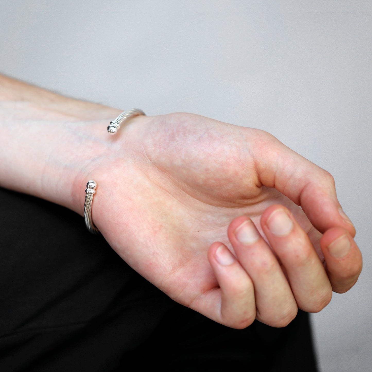 Sterlingsilber Gedreht Herren Torque Armreif