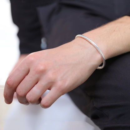 Sterlingsilber Gedreht Herren Torque Armreif