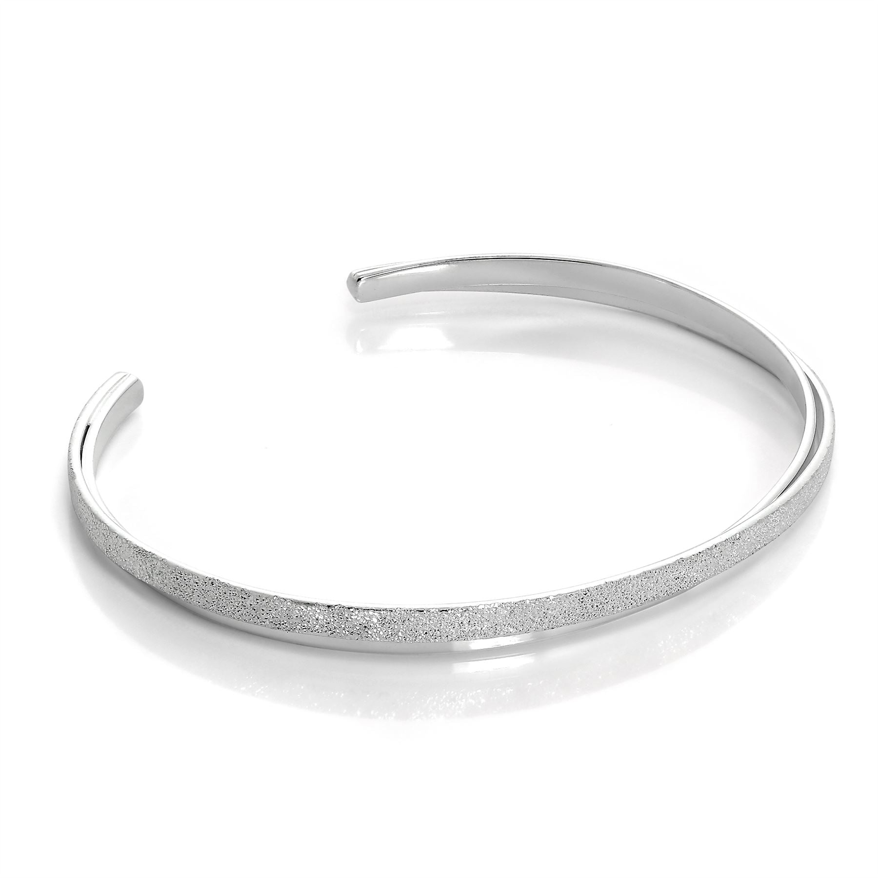 Doppelband-Armreif für Damen aus Sterlingsilber mit mattierter Oberfläche