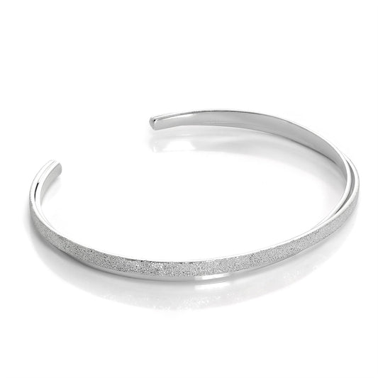 Doppelband-Armreif für Damen aus Sterlingsilber mit mattierter Oberfläche