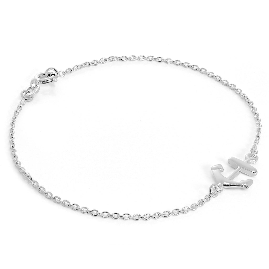 Armband aus Sterlingsilber mit Erbskette und Anker