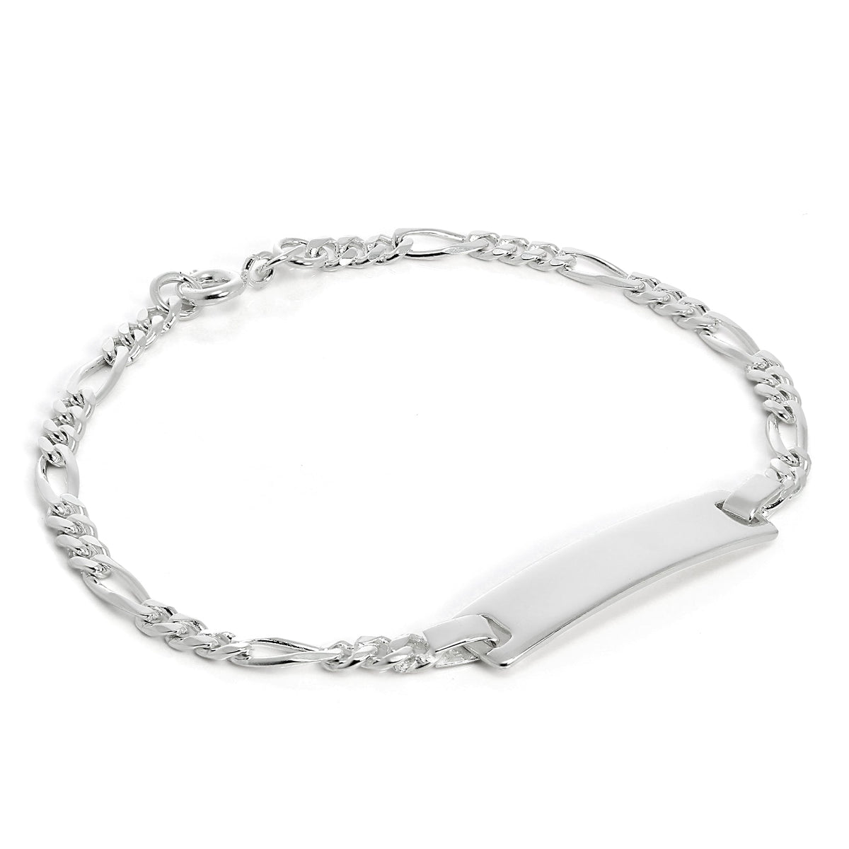 ID-Armband aus Sterlingsilber mit ID-Platte, 15 cm