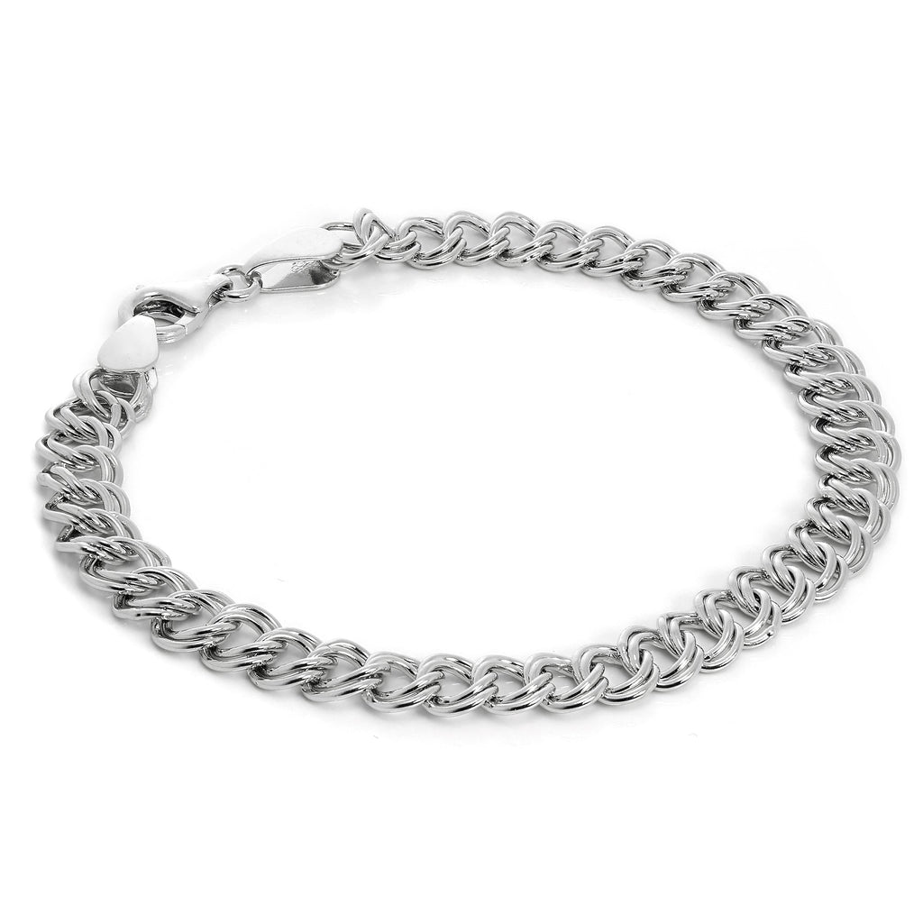 Bettelarmband aus Sterlingsilber mit Doppelpanzerkette