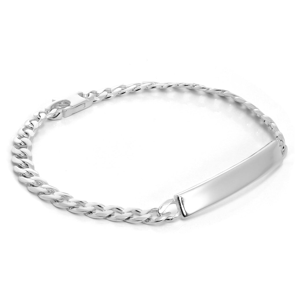 Damen-Armband aus Sterlingsilber mit Panzerkette und ID-Platte, 6 mm