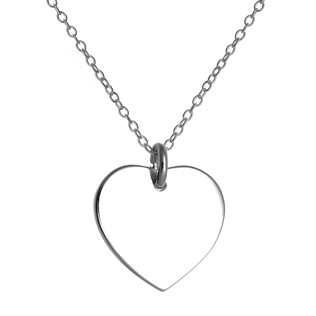 Gravierbarer Herz-Anhänger aus Sterlingsilber an einer 18-Zoll-Kette
