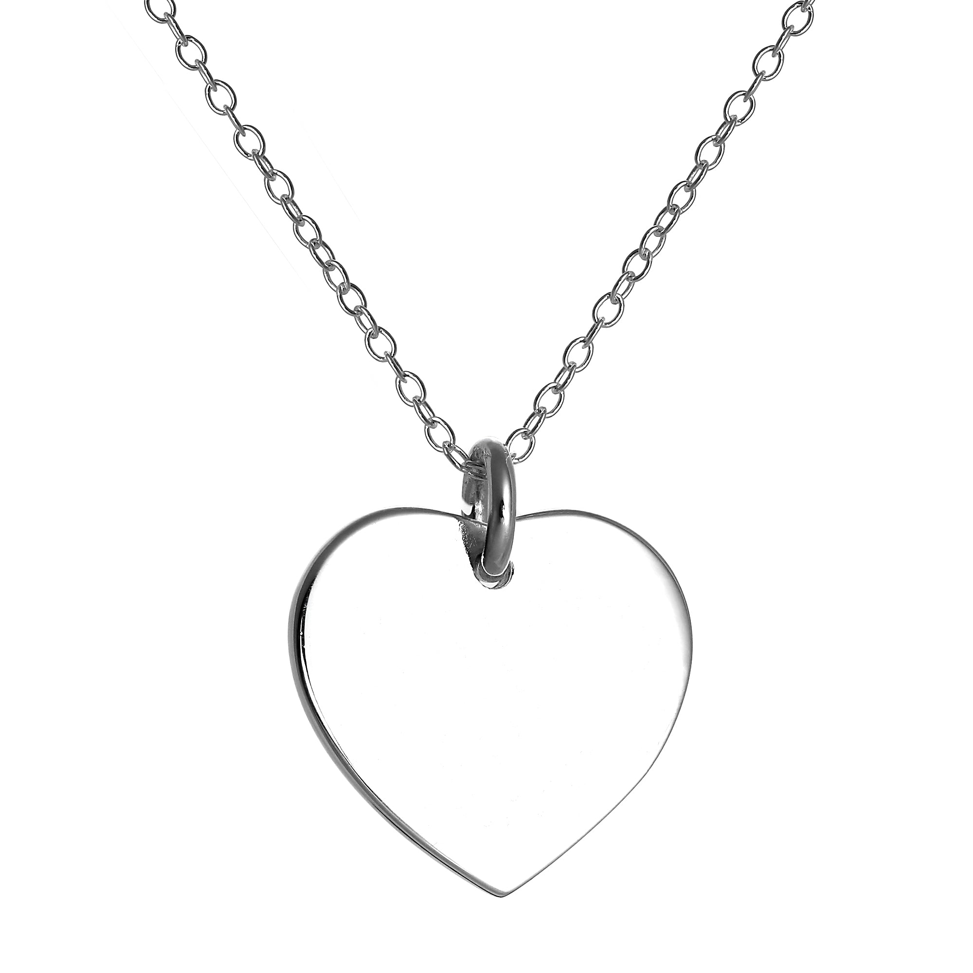 Gravierbarer Herz-Anhänger aus Sterlingsilber an einer 18-Zoll-Kette