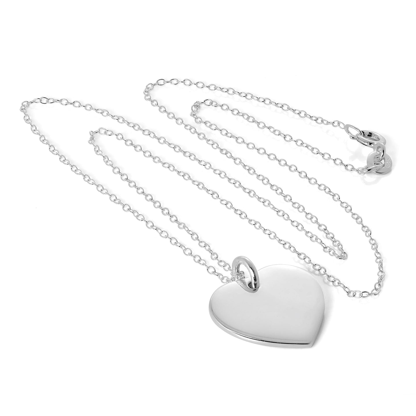 Gravierbarer Herz-Anhänger aus Sterling Silber an einer 18-Zoll-Kette