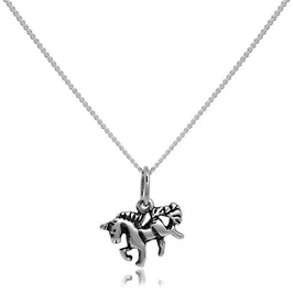 Winzig Sterlingsilber Einhorn Anhänger an feiner Kette 40,5 - 56 cm