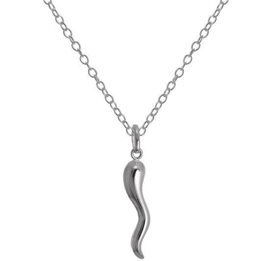 Halskette mit Cornicello-Anhänger aus Sterlingsilber 14–22 Zoll