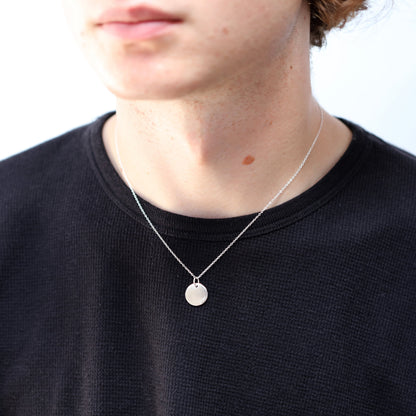 Sterling Silber Runder gravierbarer Anhänger Halskette 14-22 Zoll