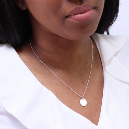 Sterling Silber Runder gravierbarer Anhänger Halskette 14-22 Zoll