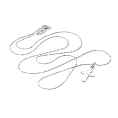 Kleine Halskette aus Sterlingsilber mit gotischem Kreuzanhänger und Zirkonia, 16–22 Zoll