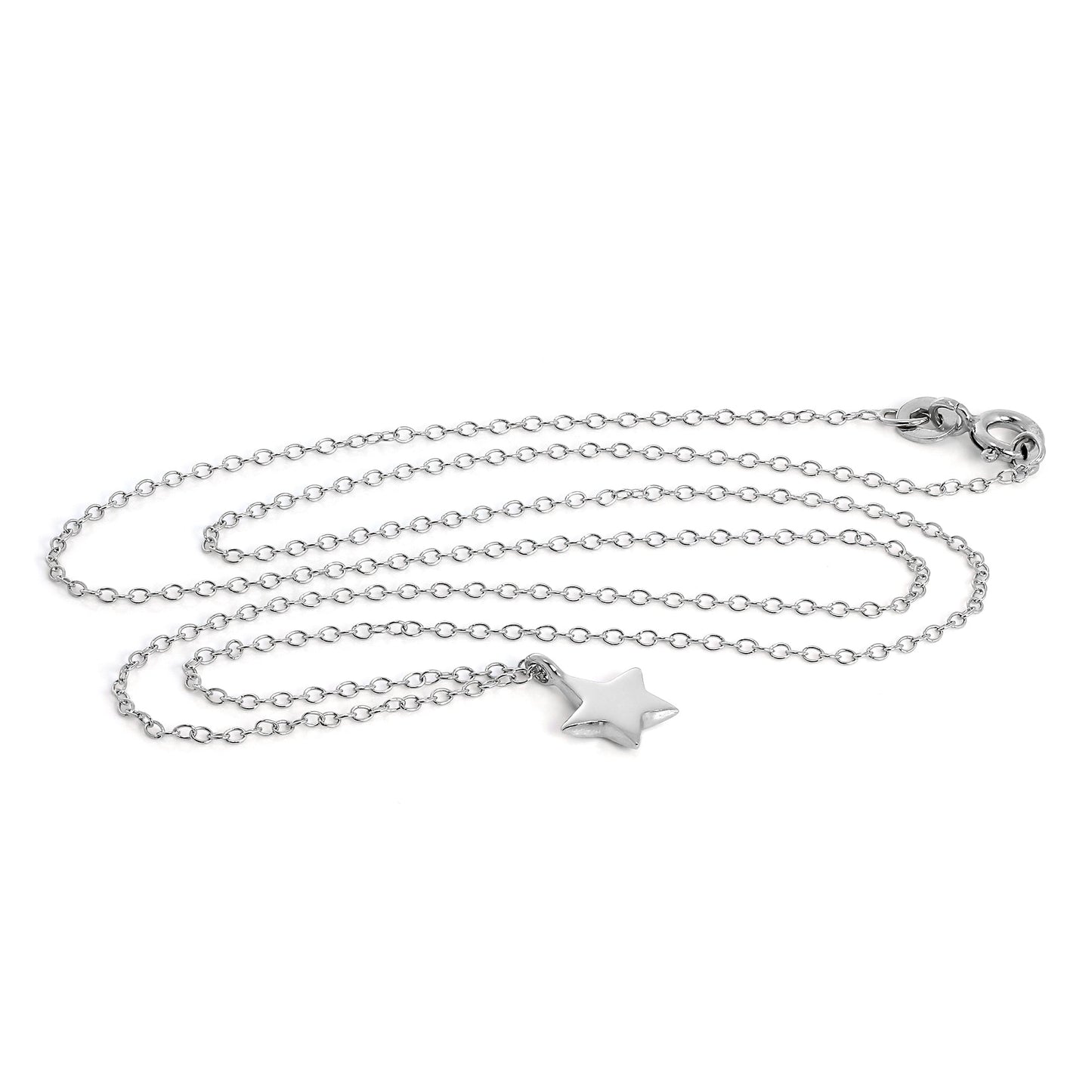 Sterlingsilber Stern Anhänger Halskette an 45,5cm Kette