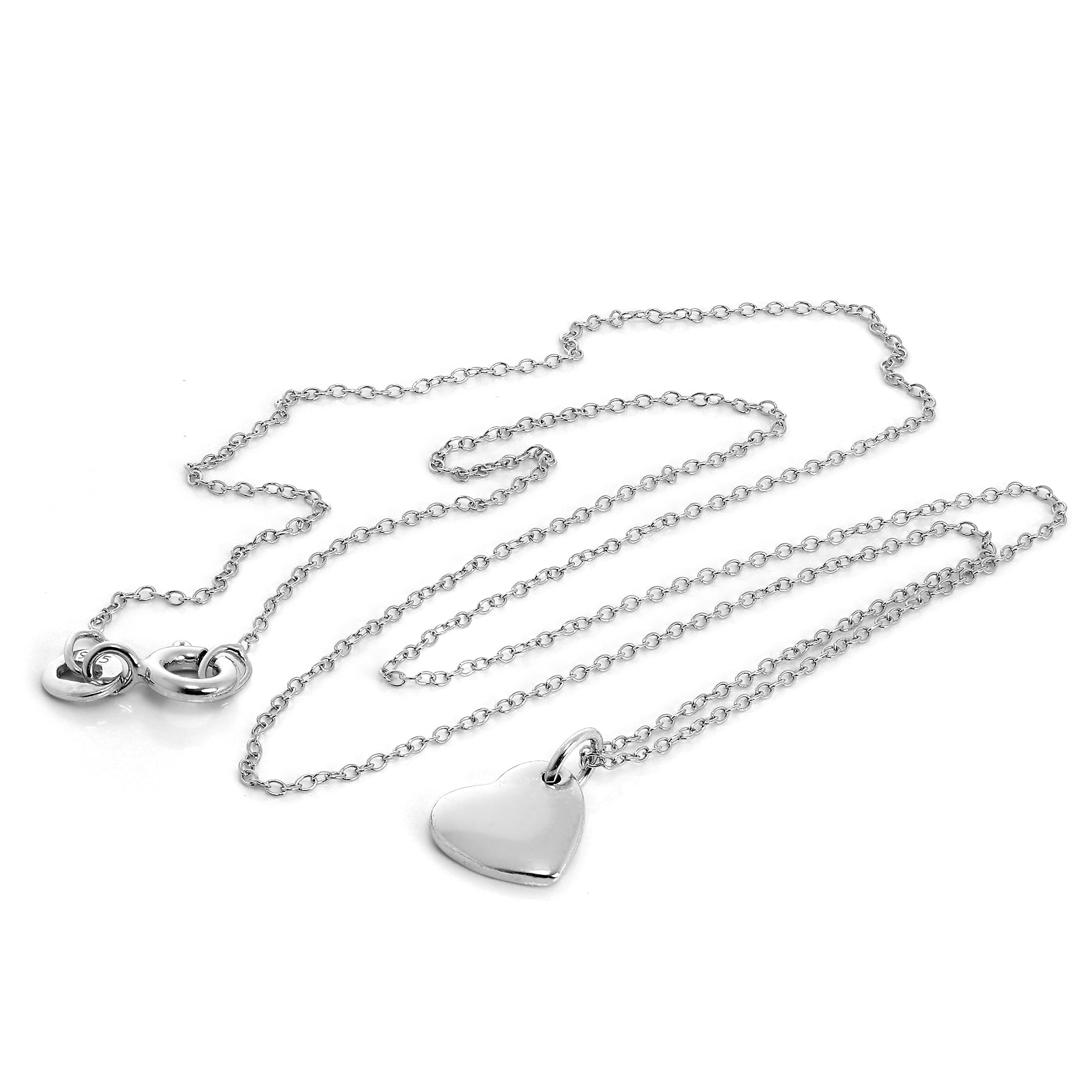 Sterlingsilber Gravierbares Herz 18 Zoll Belcher Kette Halskette