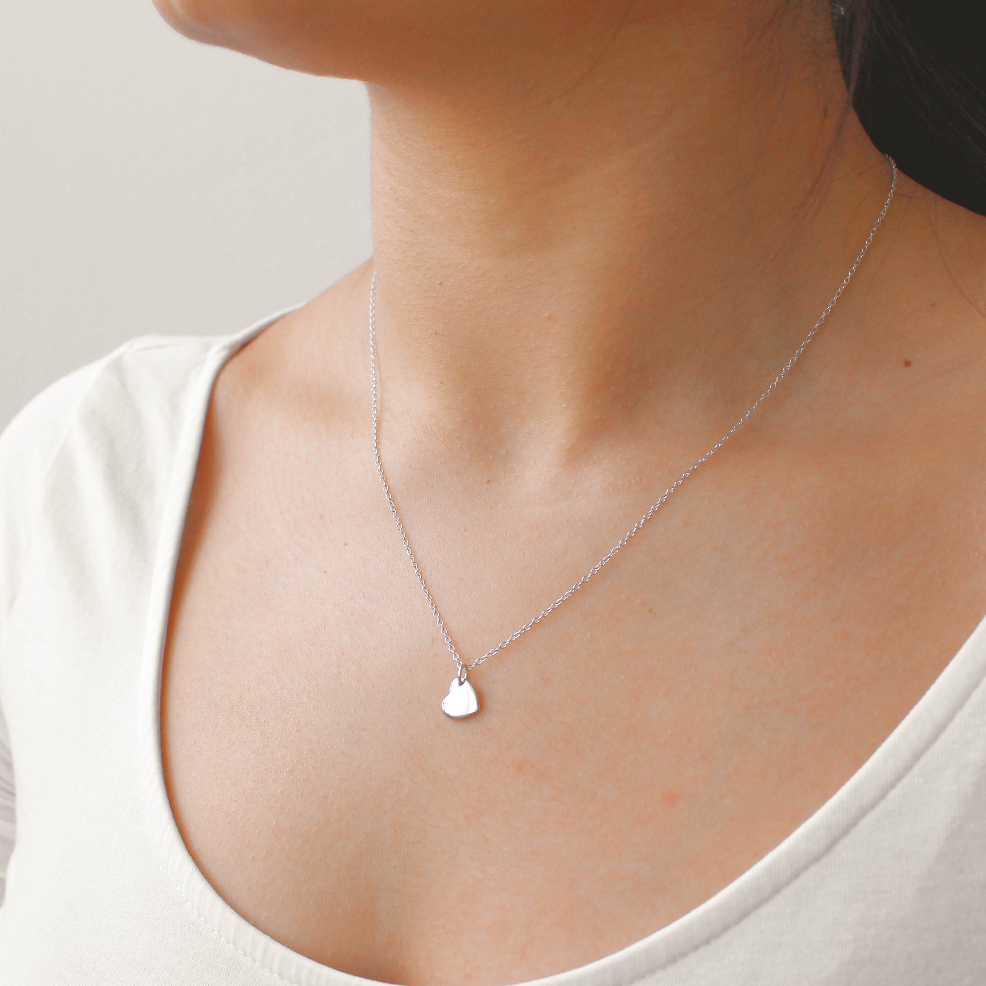 Sterlingsilber Gravierbares Herz 18 Zoll Belcher Kette Halskette