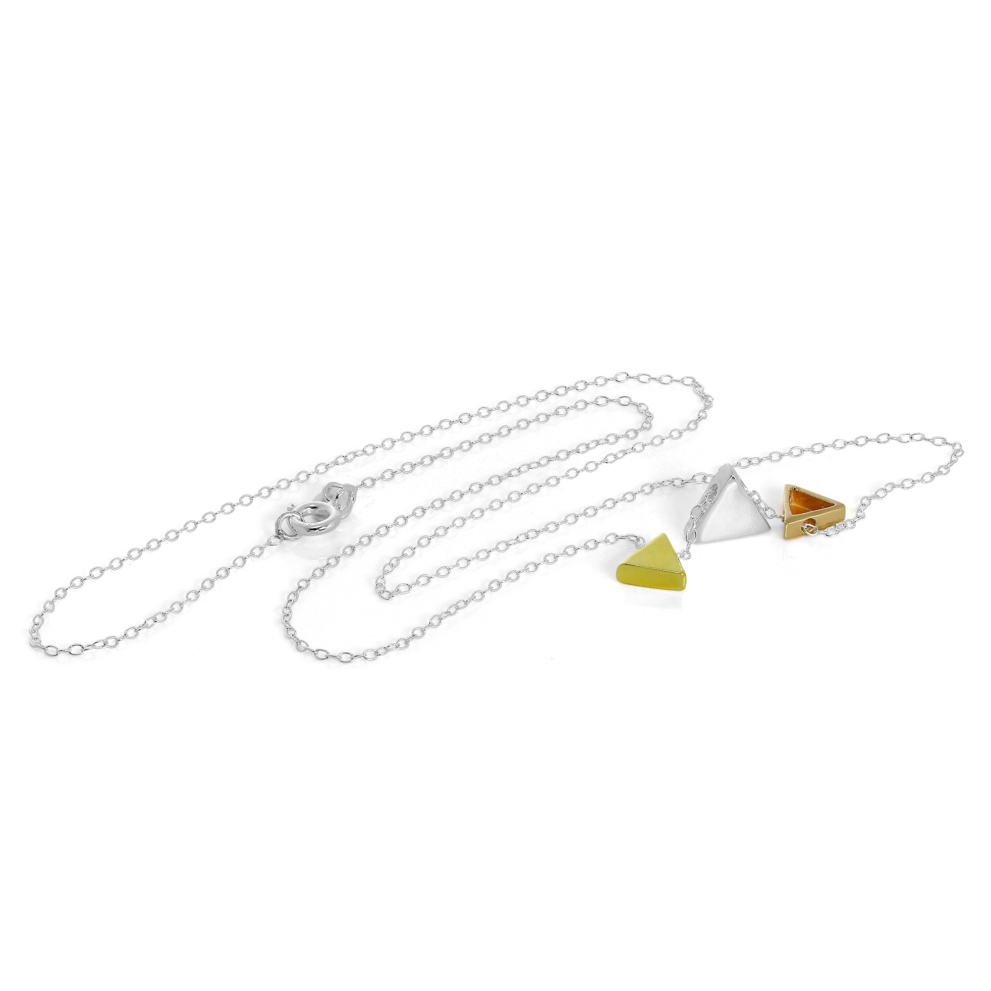 Vergoldet Sterlingsilber Trapez Halskette an 45,5 cm Kette