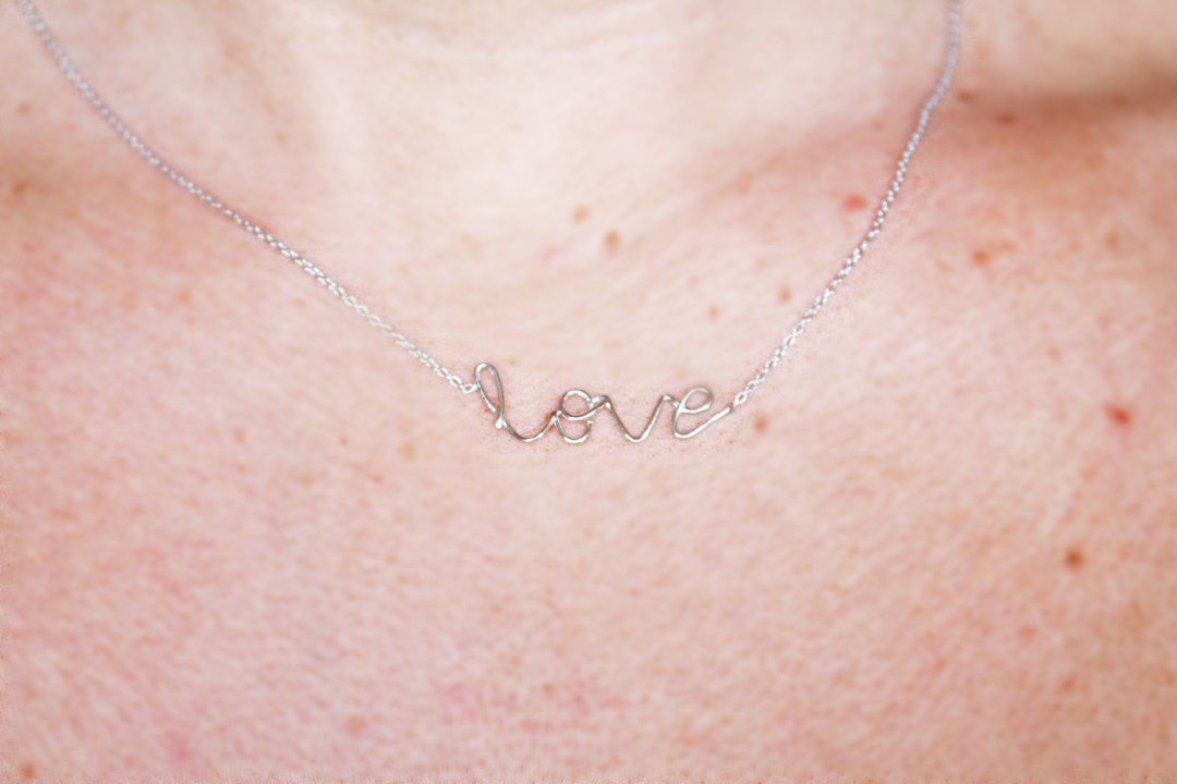 Sterlingsilber Liebe Halskette auf 16 + 5cm Kette