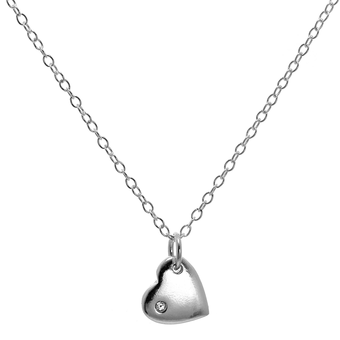 Sterlingsilber 45,5cm Belcher Kette Herz Halskette mit CZ Kristall